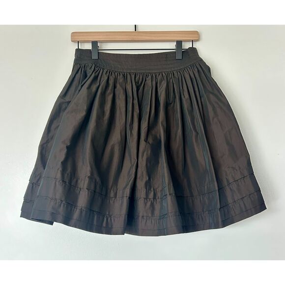 ALLSAINTS all saints Spitalfields Full Chocolate Brown Iridescent Pleat Skirt 8 - Picture 3 of 6